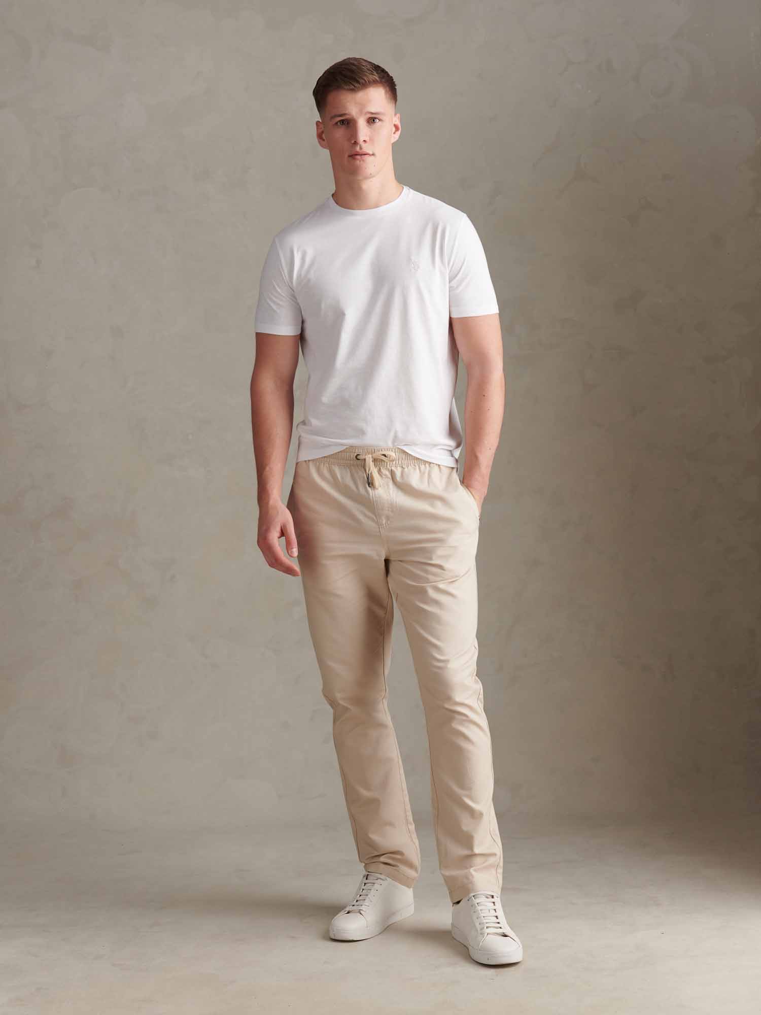 Mens Subtle Texture Double Horsemen T-Shirt Bright White