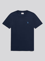 Mens Subtle Texture Double Horsemen T-Shirt Dark Sapphire Navy