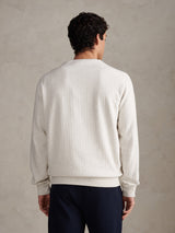 Mens Vertical Texture Double Horsemen Sweatshirt Light Grey Marl