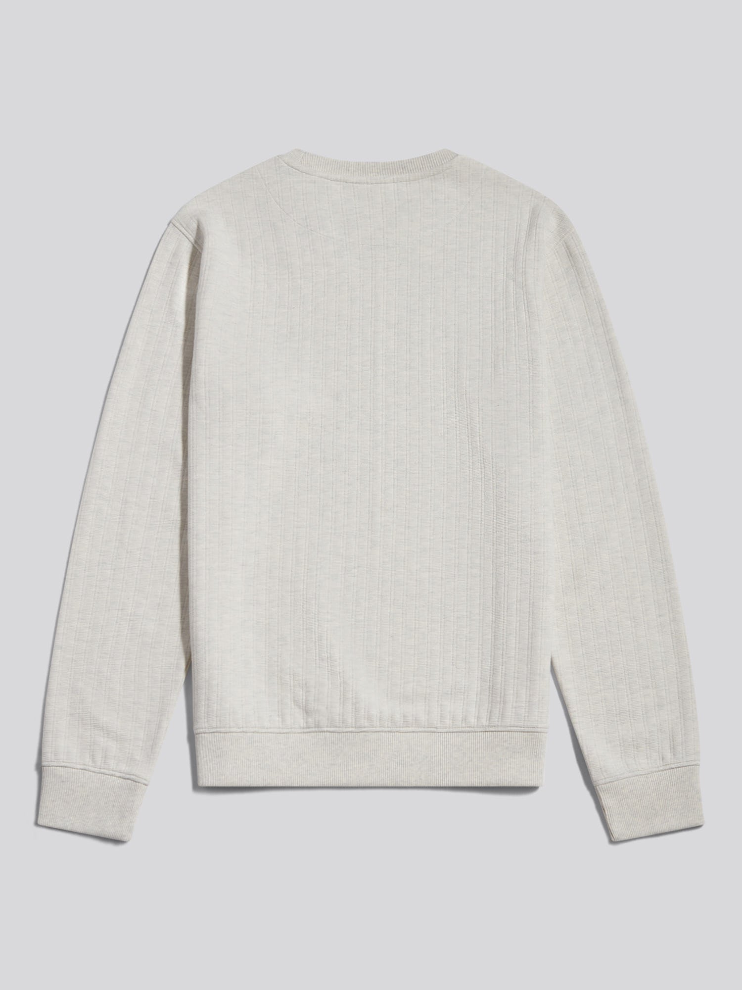 Mens Vertical Texture Double Horsemen Sweatshirt Light Grey Marl