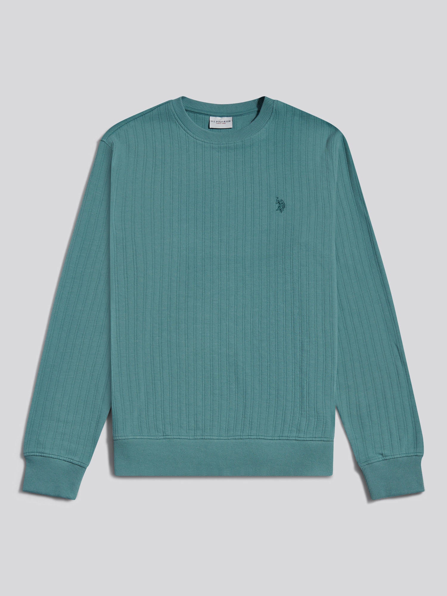 Mens Vertical Texture Double Horsemen Sweatshirt Arctic