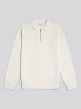 Mens Loopback Zip Polo Sweatshirt Whisper White