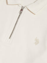 Mens Loopback Zip Polo Sweatshirt Whisper White