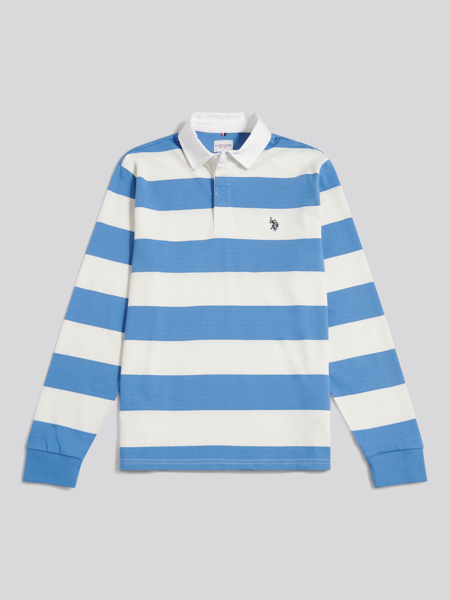 Mens Classic Stripe Rugby Shirt Whisper White