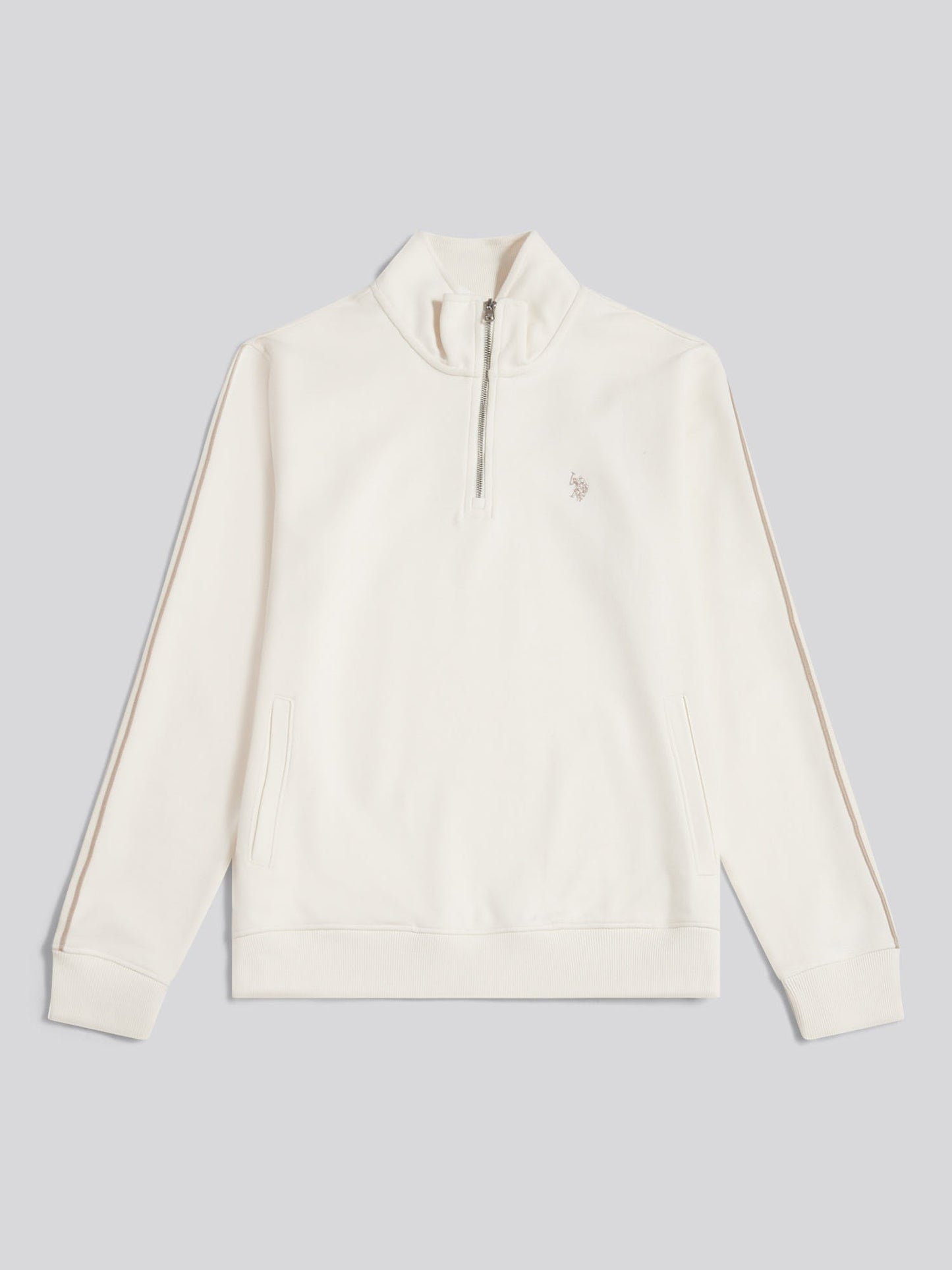 Mens Interlock Taped Funnel Sweatshirt Whisper White