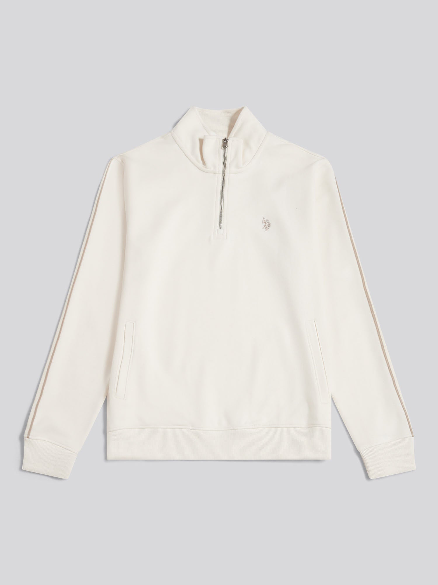 Mens Interlock Taped Funnel Sweatshirt Whisper White