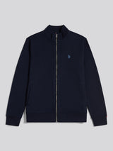 Mens Herringbone Zip Funnel Sweatshirt Dark Sapphire Navy / Moonlight Blue DHM