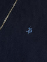 Mens Herringbone Zip Funnel Sweatshirt Dark Sapphire Navy / Moonlight Blue DHM