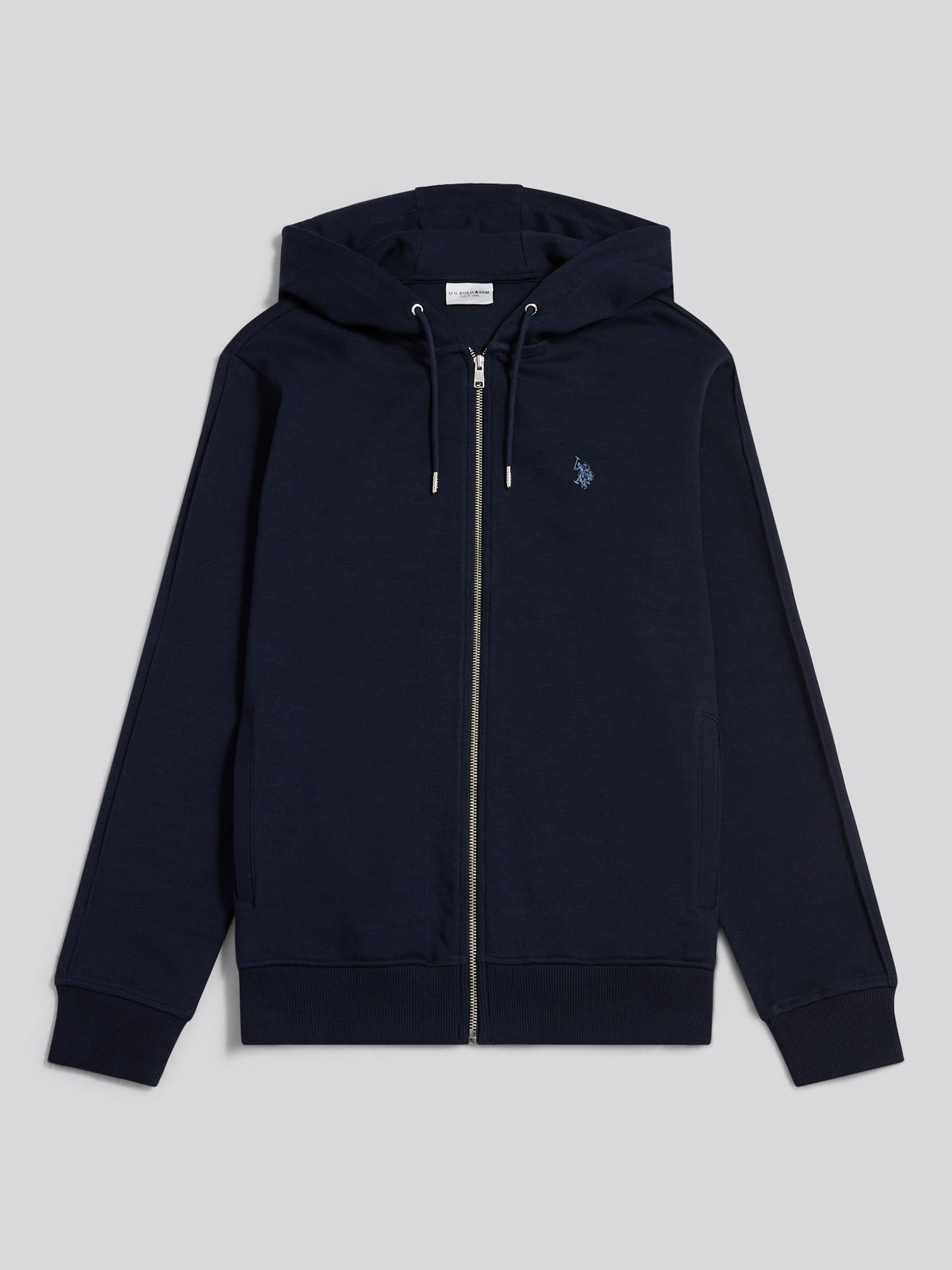 Mens Double Horsemen Interlock Zip Hoodie Dark Sapphire Navy