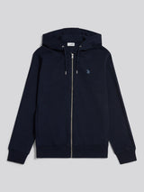 Mens Double Horsemen Interlock Zip Hoodie Dark Sapphire Navy