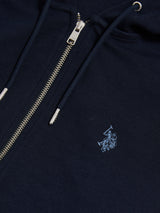 Mens Double Horsemen Interlock Zip Hoodie Dark Sapphire Navy