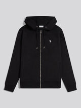 Mens Double Horsemen Interlock Zip Hoodie Black Bright White DHM