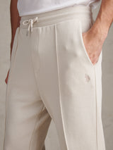 Mens Interlock Pintuck Joggers Beige