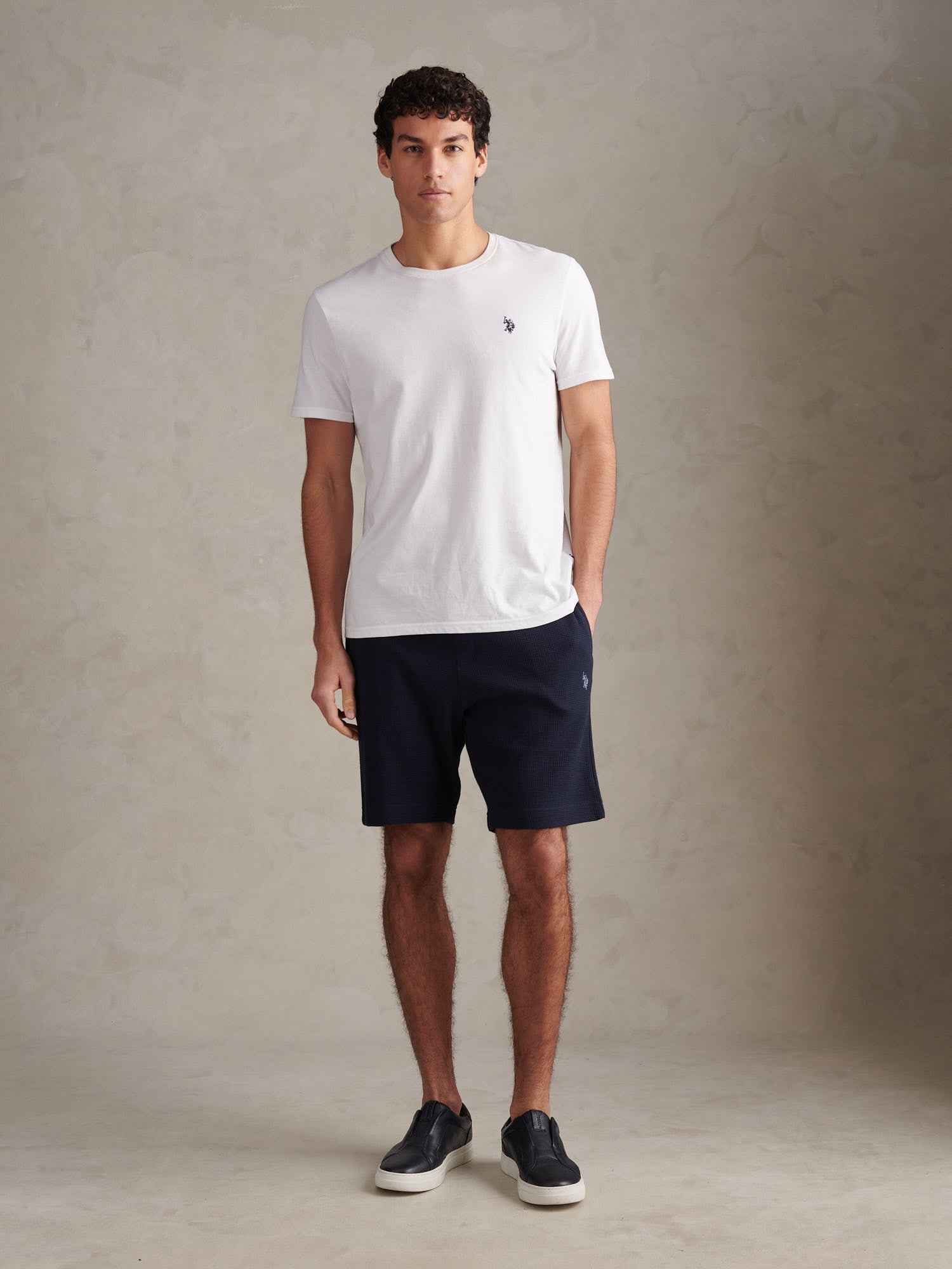Mens Waffle Sweat Shorts Dark Sapphire Navy