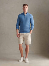 Mens Open Knit Quarter Zip Funnel Jumper Riviera