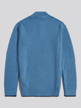 Mens Open Knit Quarter Zip Funnel Jumper Riviera