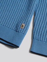 Mens Open Knit Quarter Zip Funnel Jumper Riviera