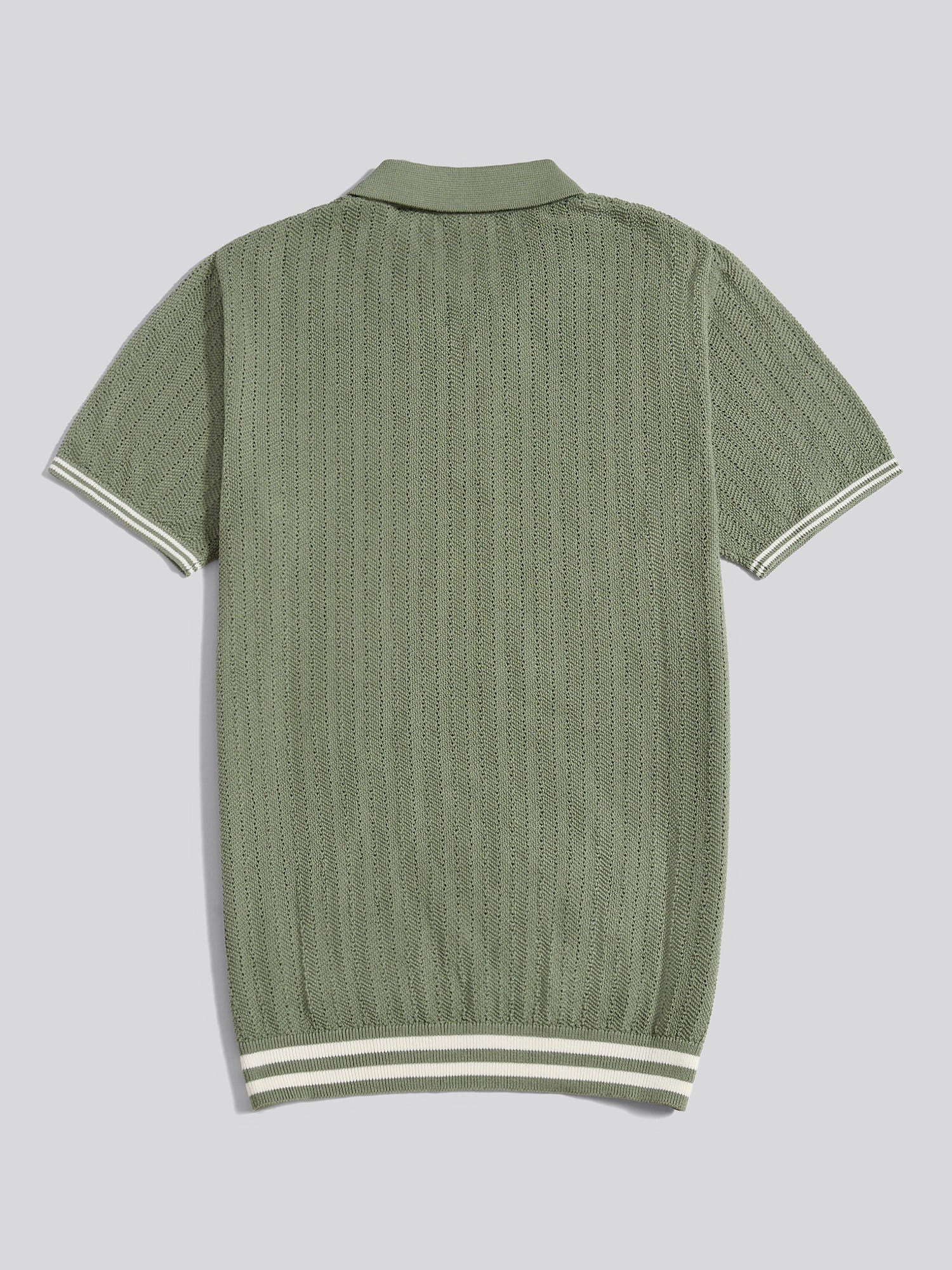 Mens Tipped Open Knit Polo Shirt Sea Spray