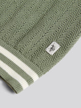 Mens Tipped Open Knit Polo Shirt Sea Spray