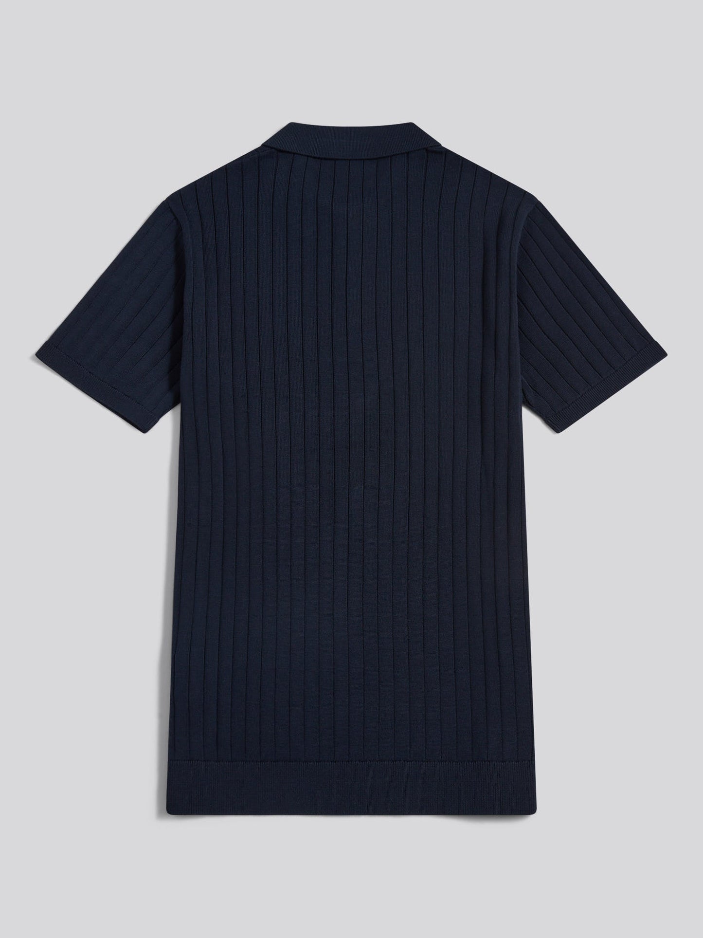 Mens Smart Textured Knit Quarter Zip Polo Shirt Dark Sapphire Navy