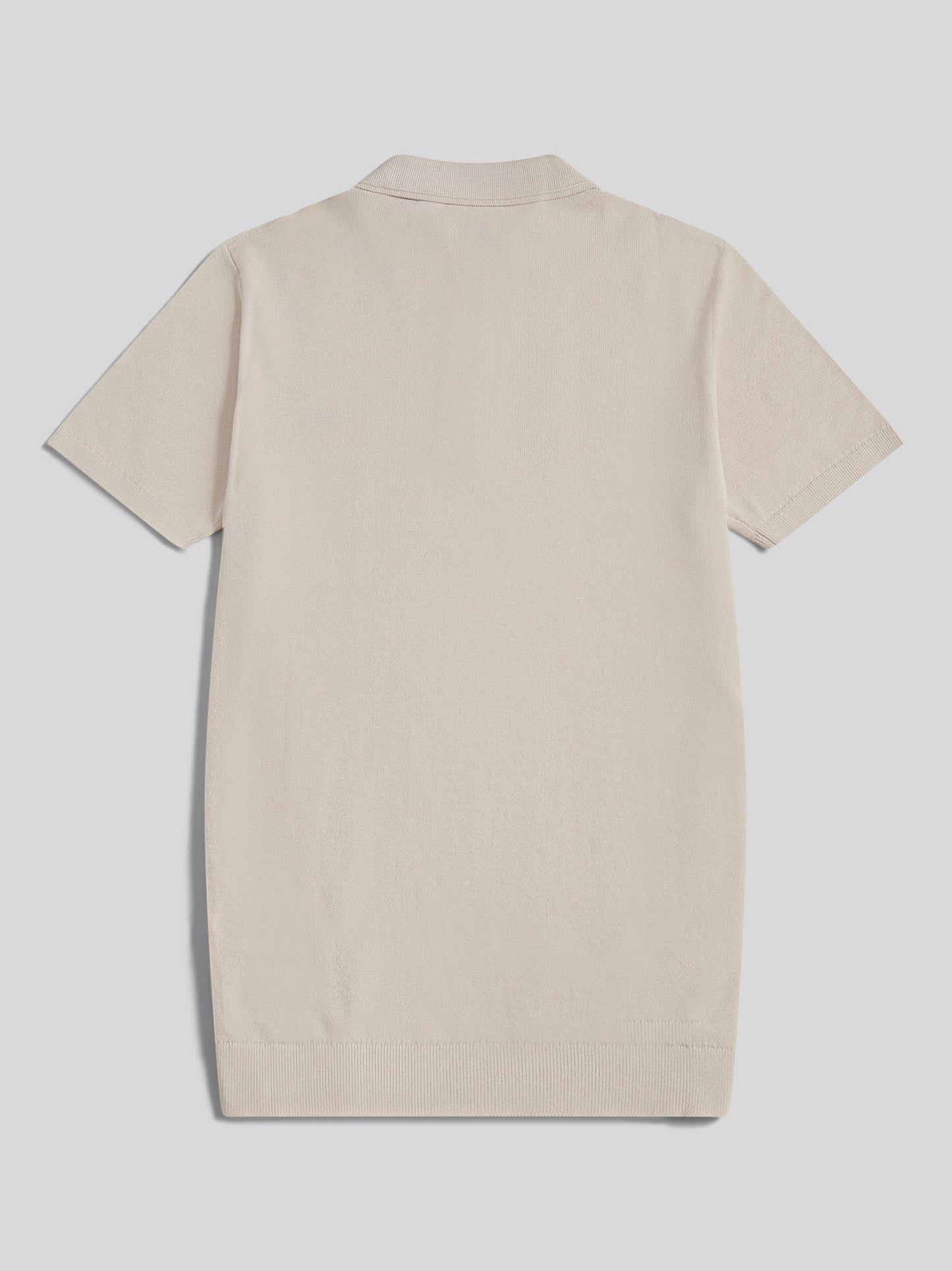 Mens Tonal Vertical Stripe Knit Polo Shirt Beige
