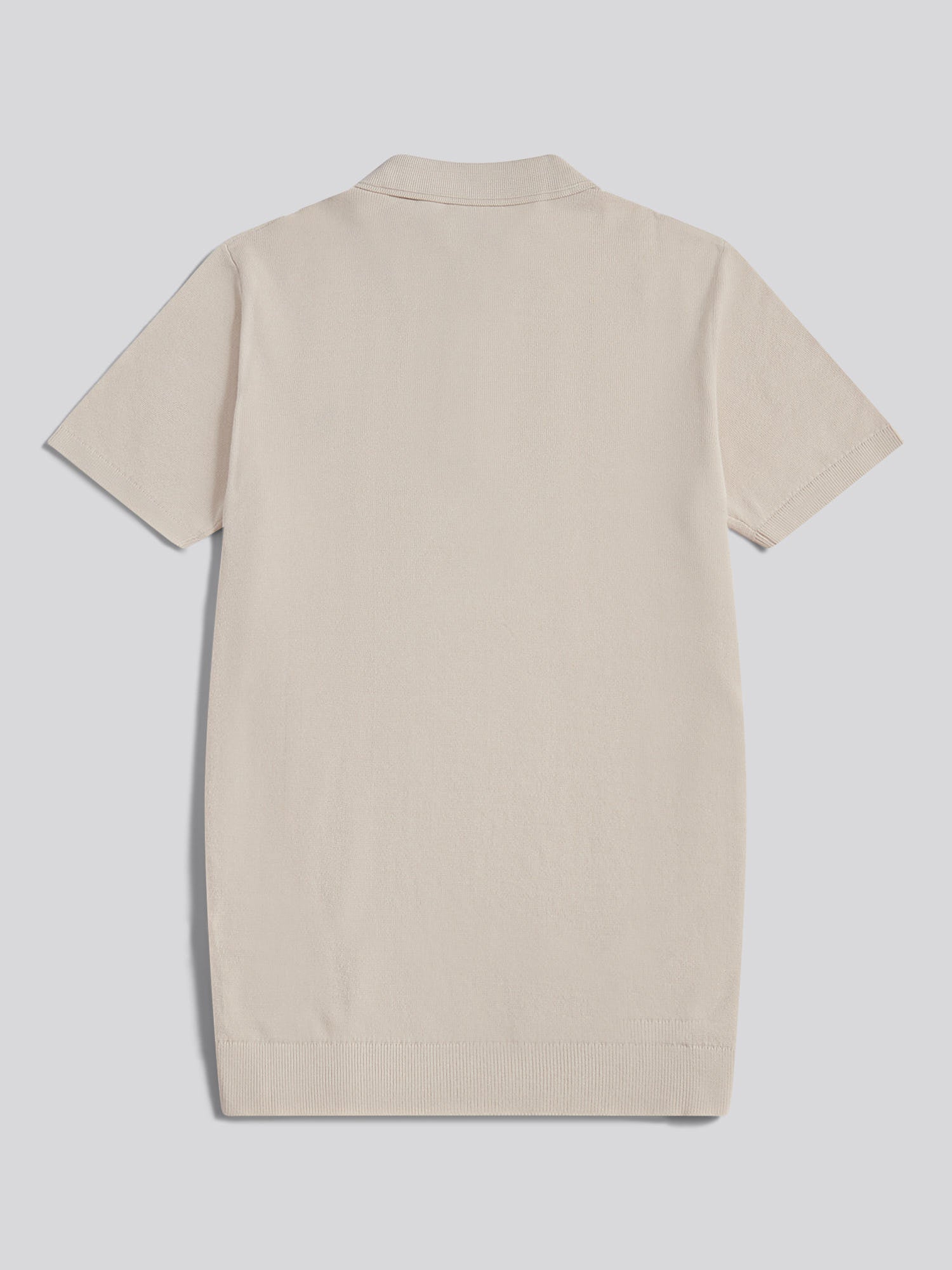 Mens Tonal Vertical Stripe Knit Polo Shirt Beige