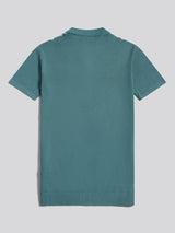 Mens Tonal Vertical Stripe Knit Polo Shirt Arctic