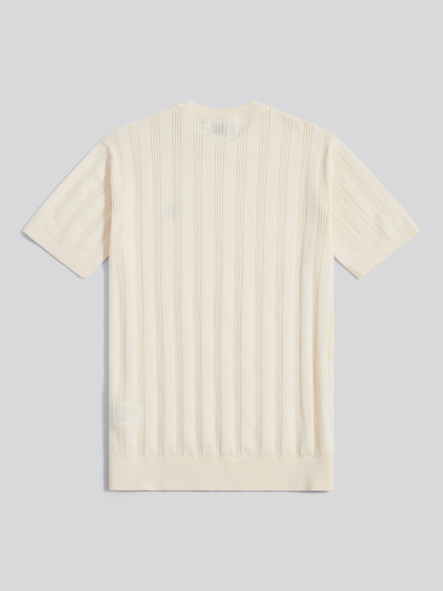Mens Vertical Texture Knit T-Shirt Whisper White
