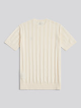 Mens Vertical Texture Knit T-Shirt Whisper White