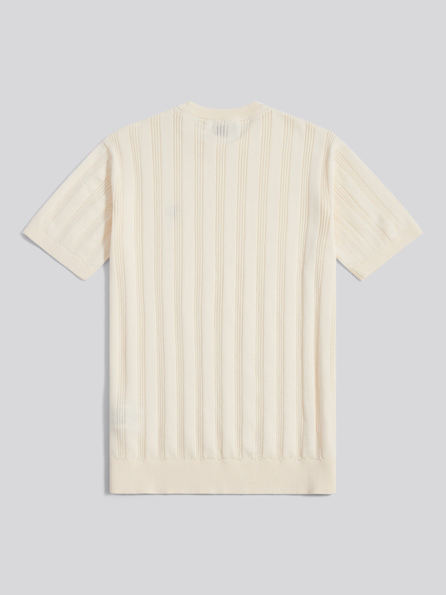 Mens Vertical Texture Knit T-Shirt Whisper White
