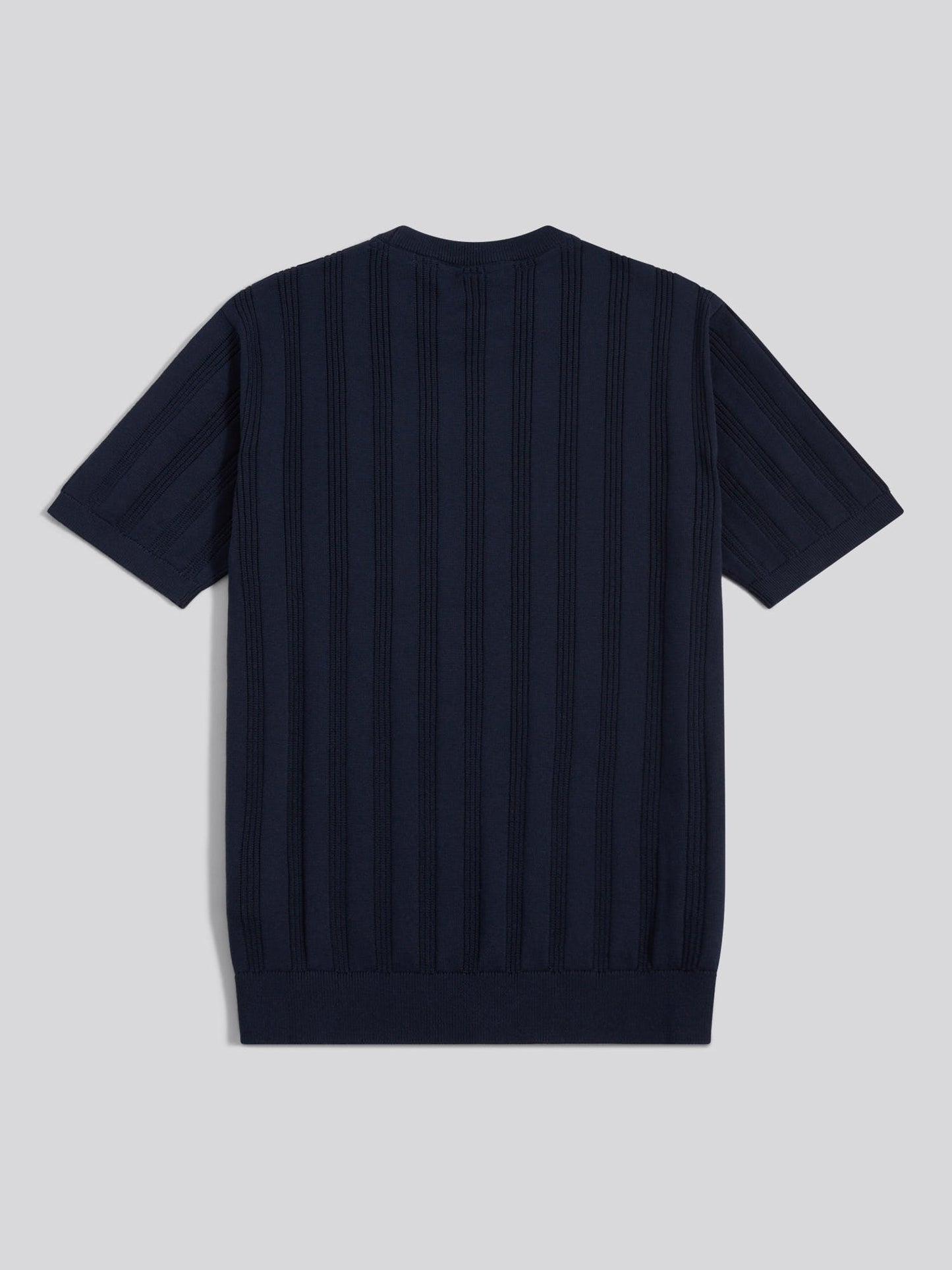 Mens Vertical Texture Knit T-Shirt Dark Sapphire Navy / Moonlight Blue DHM