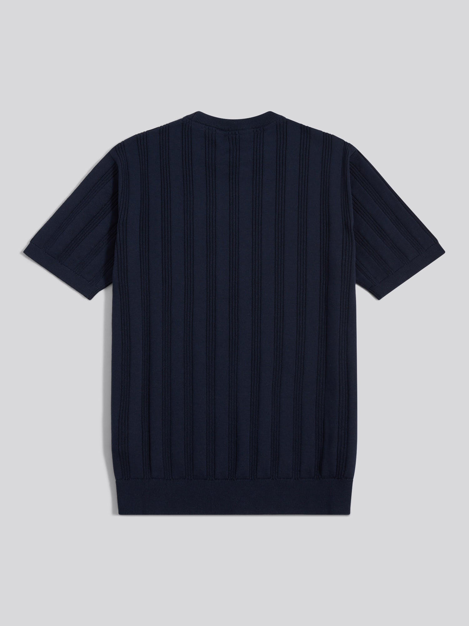 Mens Vertical Texture Knit T-Shirt Dark Sapphire Navy / Moonlight Blue DHM
