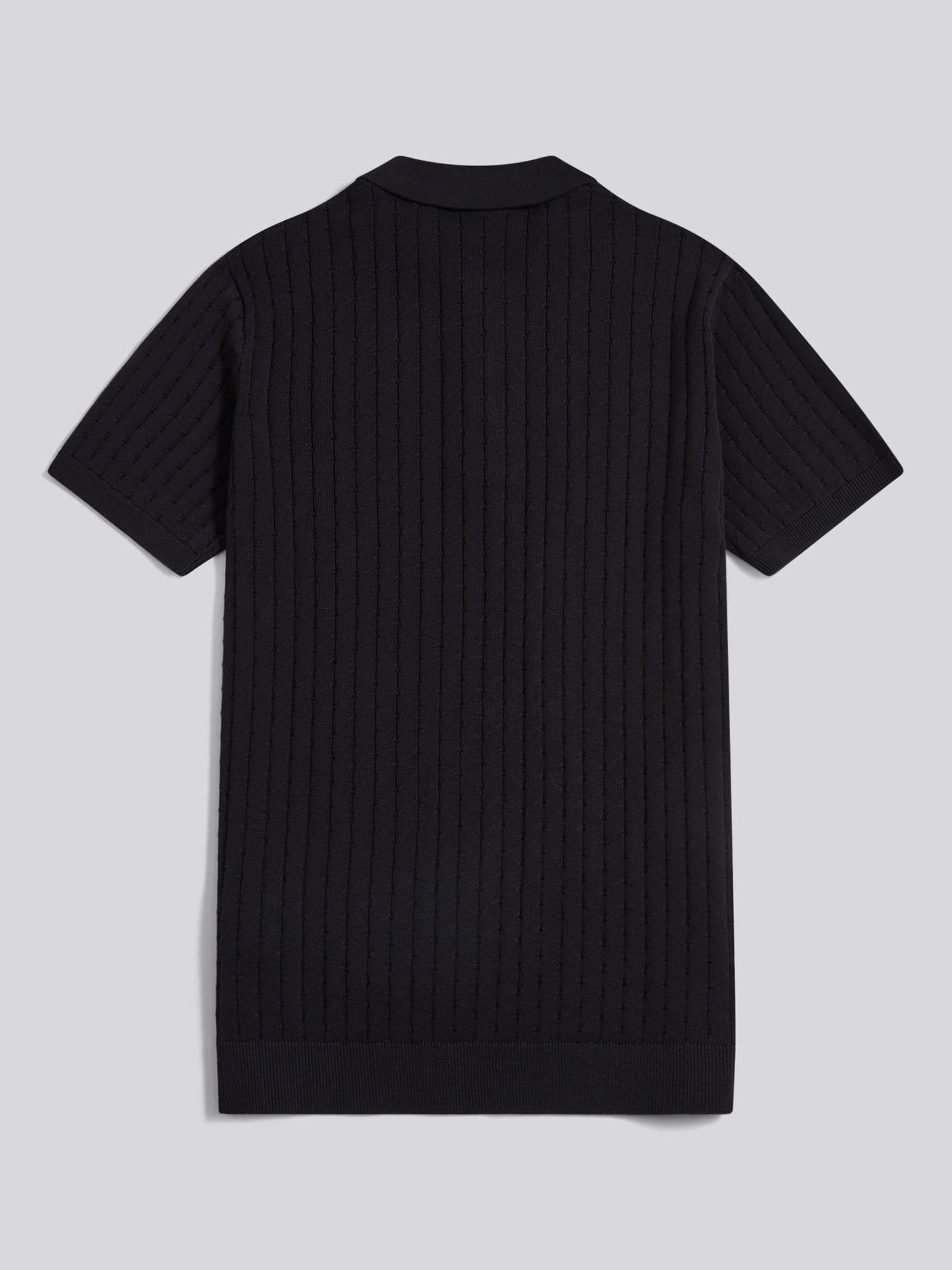 Mens Zip Knit Short Sleeve Polo Shirt Black