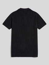 Mens Zip Knit Short Sleeve Polo Shirt Black