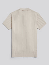Mens Zip Knit Short Sleeve Polo Shirt Beige