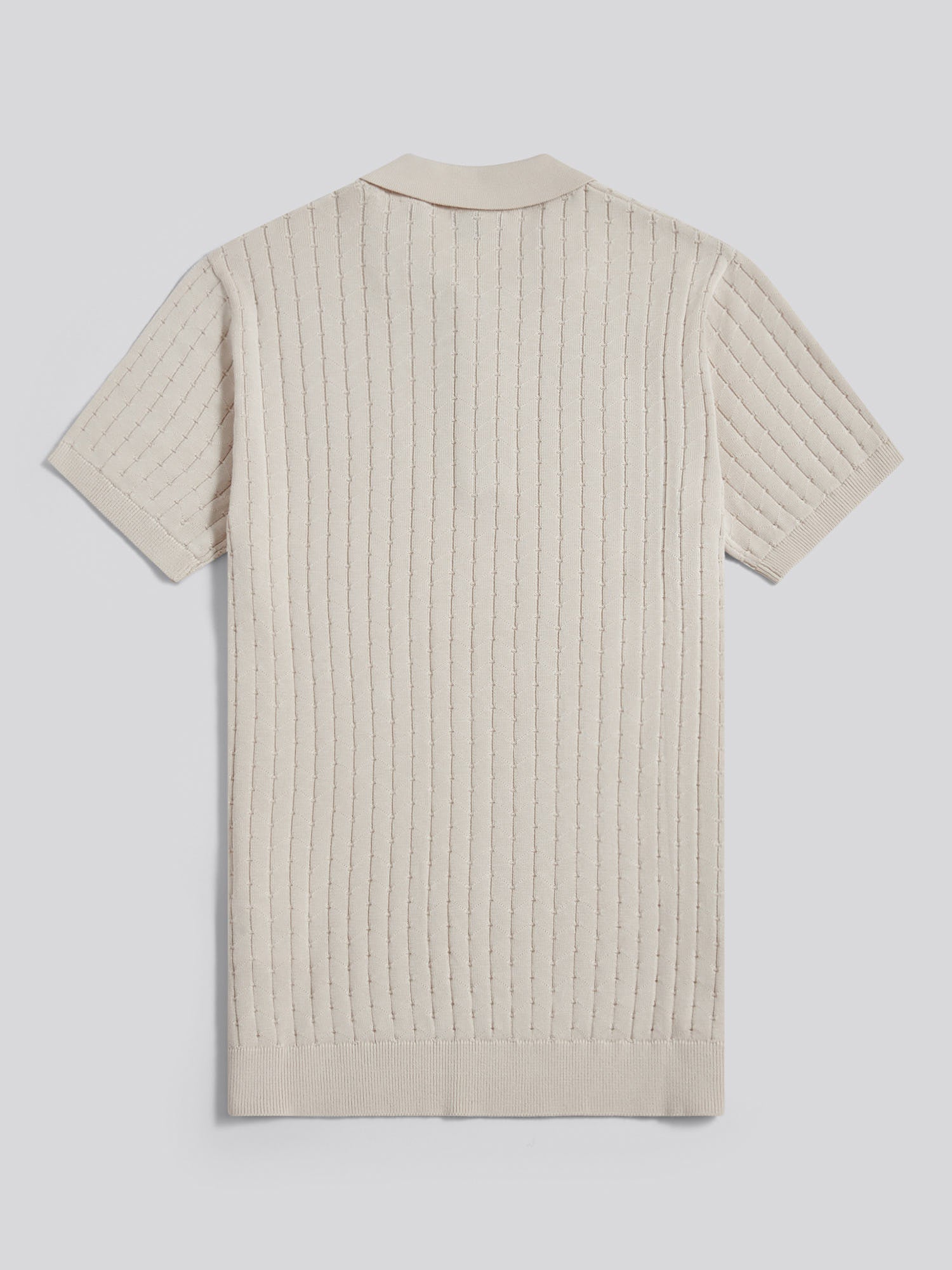 Mens Zip Knit Short Sleeve Polo Shirt Beige