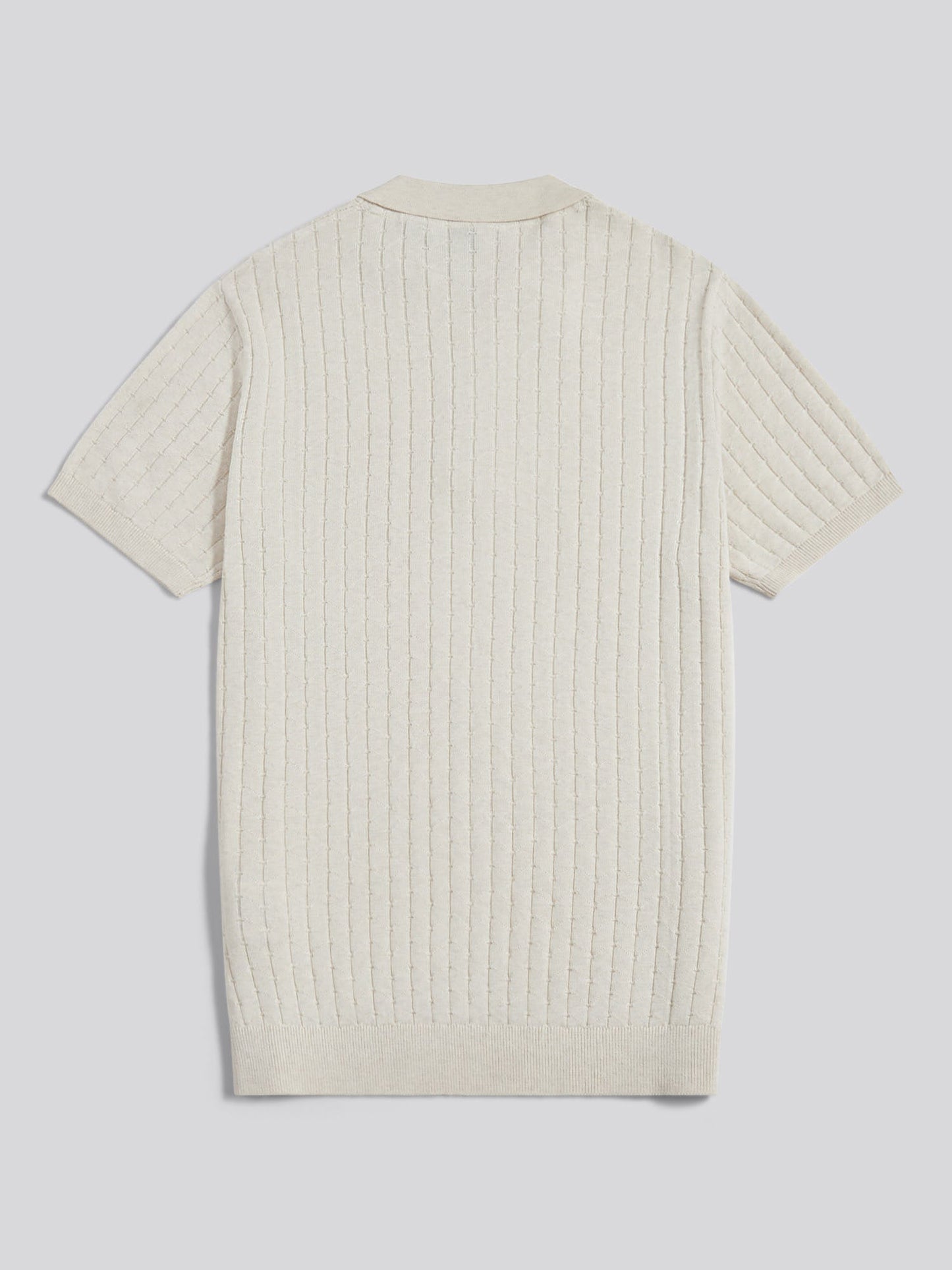 Mens Zip Knit Short Sleeve Polo Shirt Birch Marl