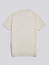Mens Zip Knit Short Sleeve Polo Shirt Birch Marl
