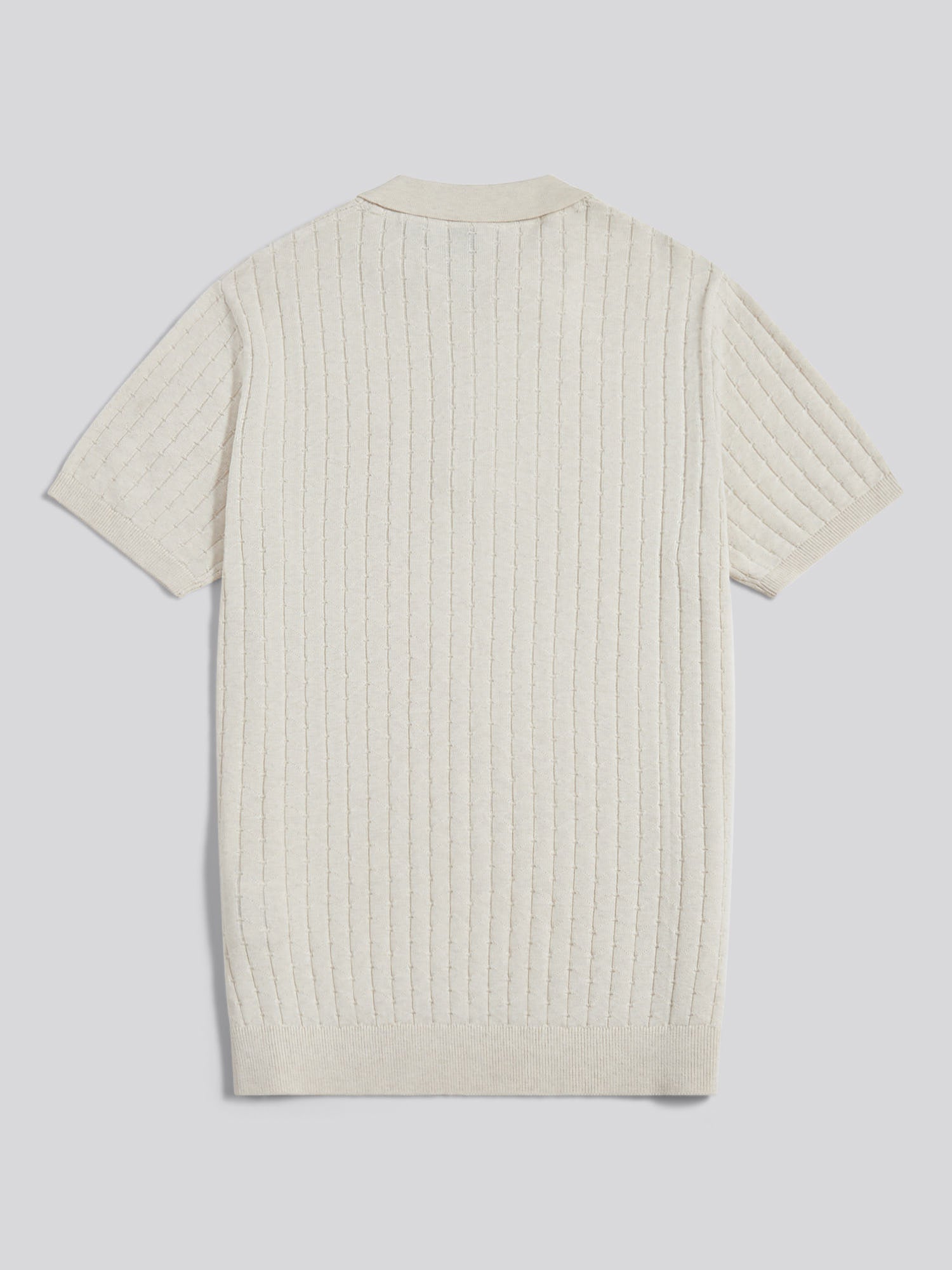 Mens Zip Knit Short Sleeve Polo Shirt Birch Marl
