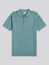 Mens Zip Knit Short Sleeve Polo Shirt Arctic