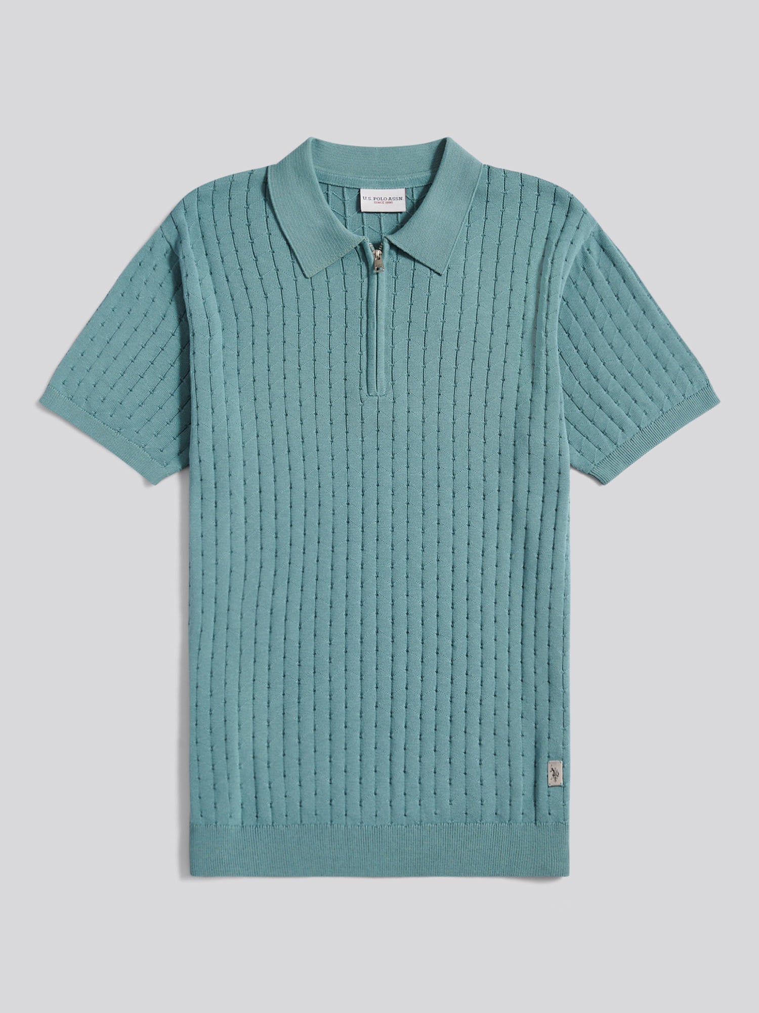 Mens Zip Knit Short Sleeve Polo Shirt Arctic