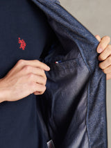Mens Linen Blend Harrington Jacket Dark Sapphire Navy / Moonlight Blue DHM