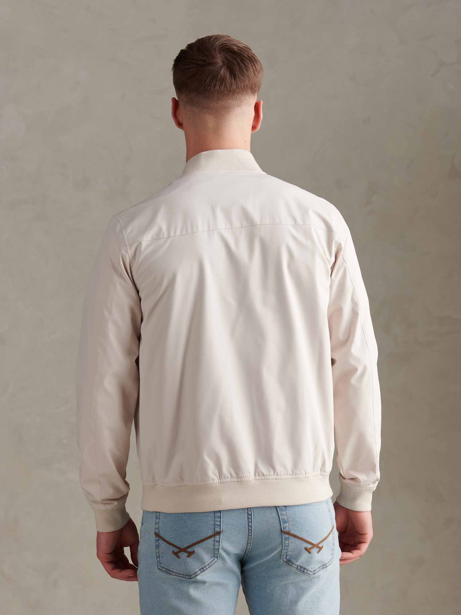 Mens Jersey Lined Smart Bomber Jacket Beige