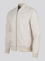 Mens Jersey Lined Smart Bomber Jacket Beige