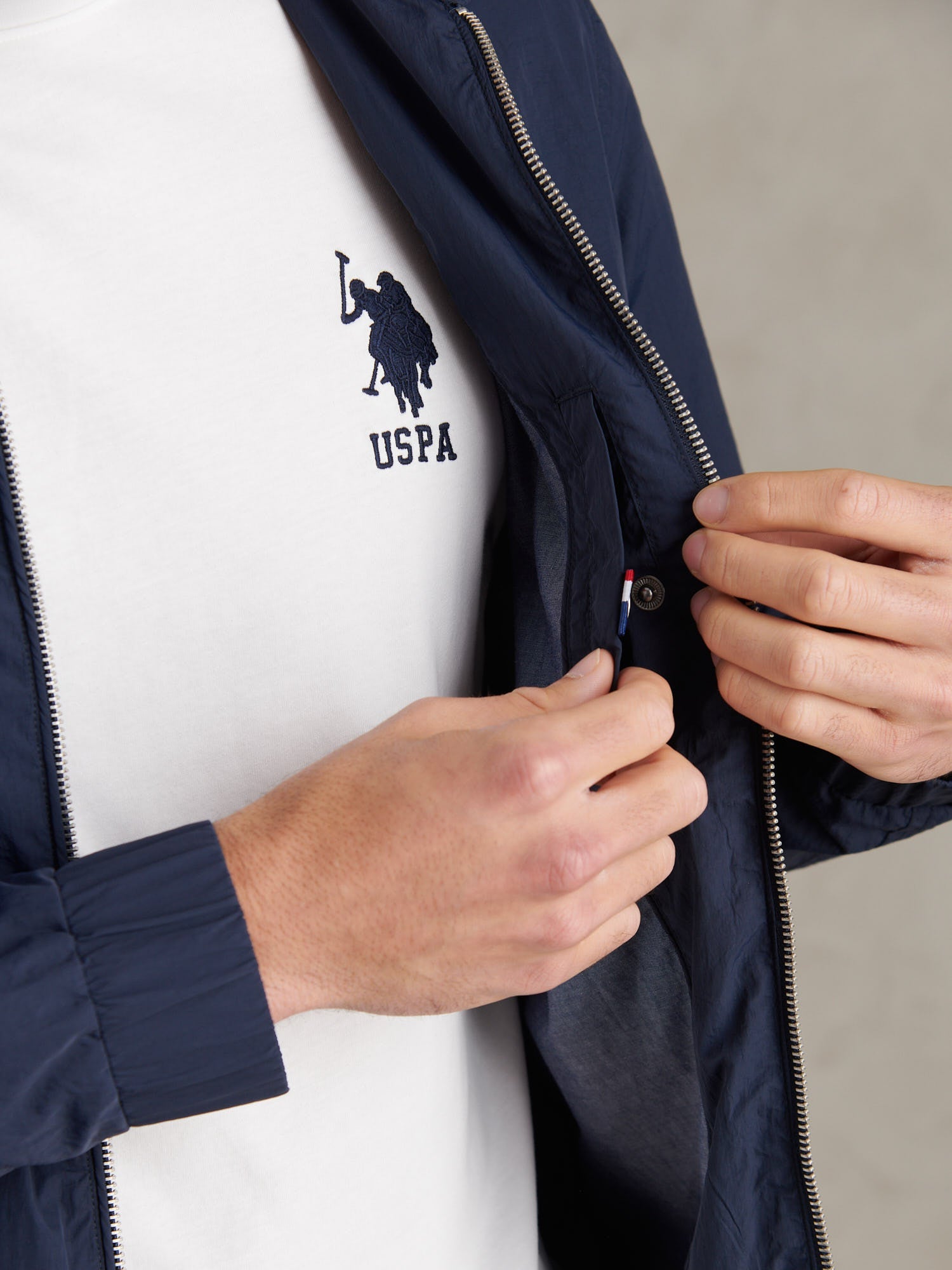 Mens Zip Through Bomber Jacket Dark Sapphire Navy