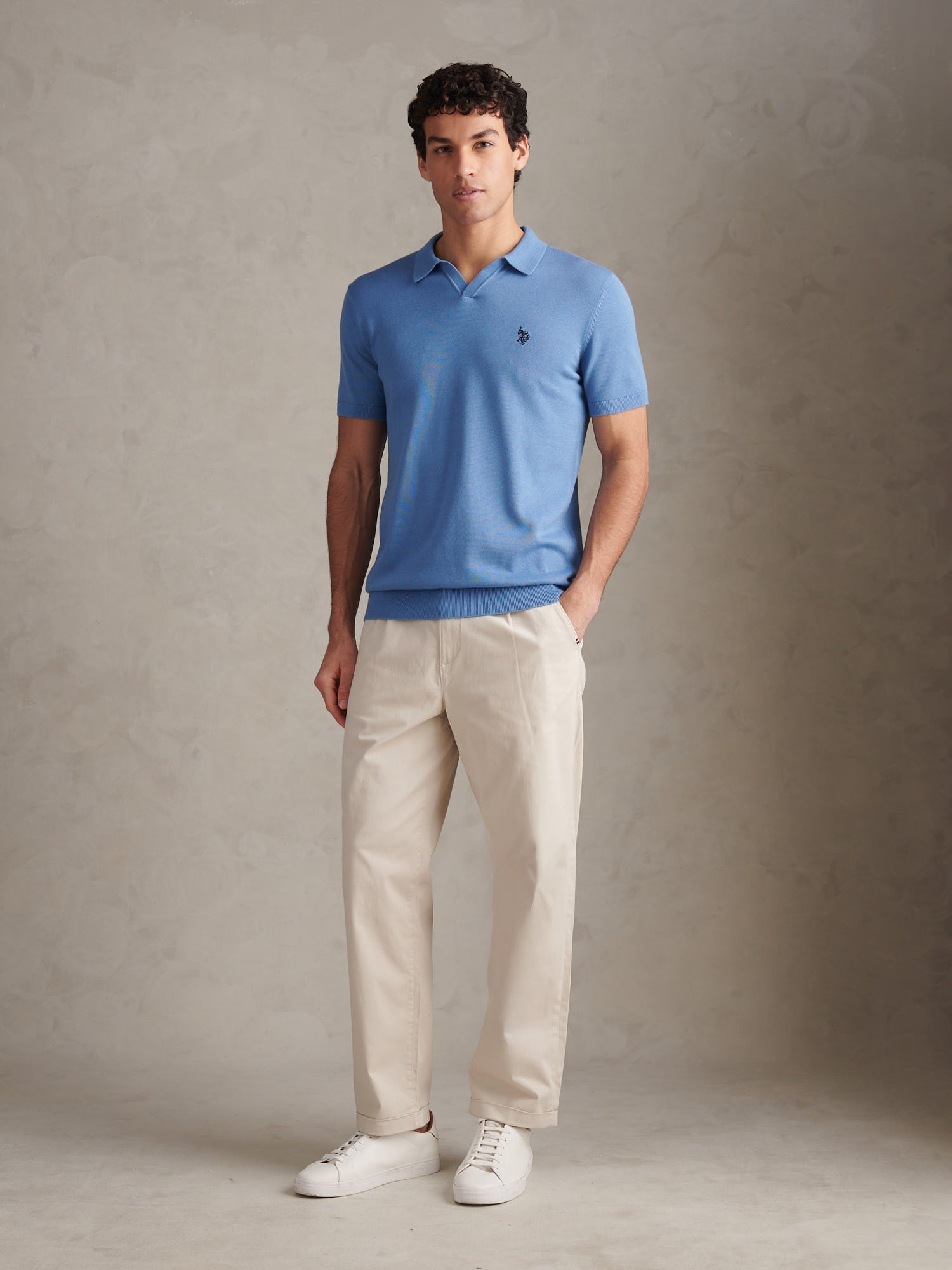 Mens Pleat Front Lightweight Chino Trousers Beige