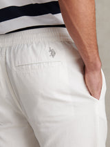 Mens Linen Blend Drawstring Trousers Bright White