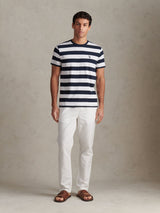 Mens Linen Blend Drawstring Trousers Bright White