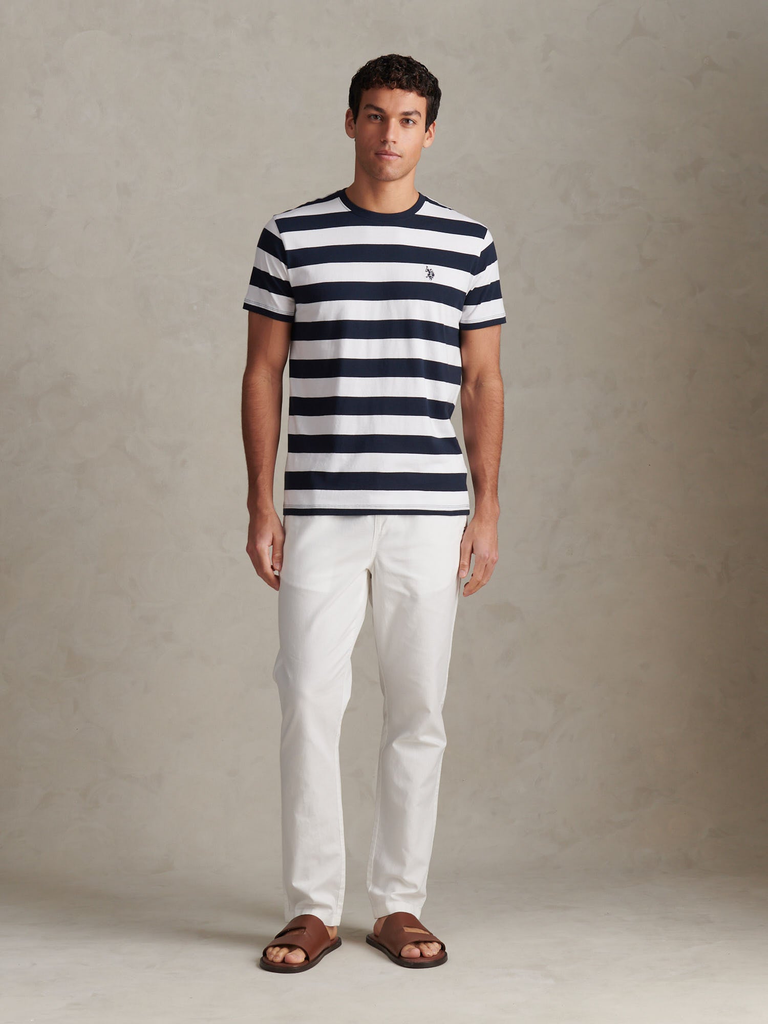 Mens Linen Blend Drawstring Trousers Bright White