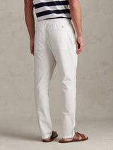 Mens Linen Blend Drawstring Trousers Bright White